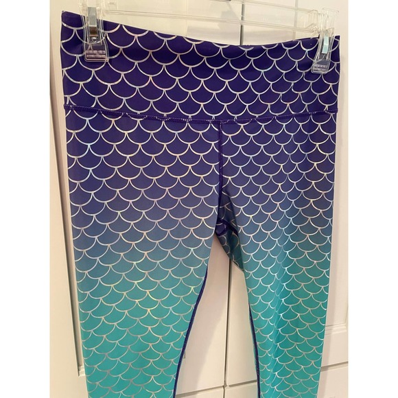Disney Womens SMALL The Little Mermaid Leggings Pants Tail Purple Blue Metallic - Picture 3 of 5